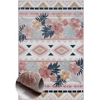 Myflair Teppich "Lotus, LAGERRÄUMUNG", bunt (rosa,multi), B:80cm H:8mm L:150cm, Polypropylen, MYFLAIR MÖBEL & ACCESSOIRES, Teppiche, Teppich, florales Design, Blumen Motiv, Outdoor geeignet, Balkon, Terrasse