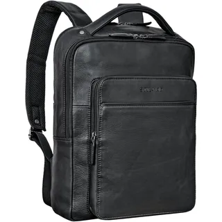 STILORD 'Nicky' Laptoprucksack 13 Zoll Leder Mittel-Groß Damen Herren Lederrucksack Vintage Rucksack Business Handgepäck Reiserucksack Travel Backpack Echtleder, Farbe:schwarz