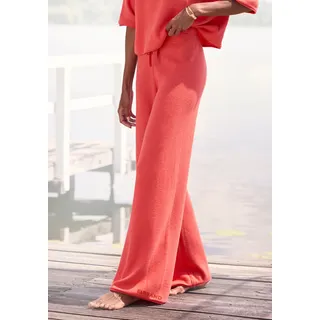 Loungehose ELBSAND, Damen, Gr. 36/38, N-Gr, rot, Feinstrick, Obermaterial: 55% Baumwolle, 45% Nylon, unifarben, bequem lang, Hosen Loungehose, aus hochwertigem Feinstrick, Loungewear, Topseller