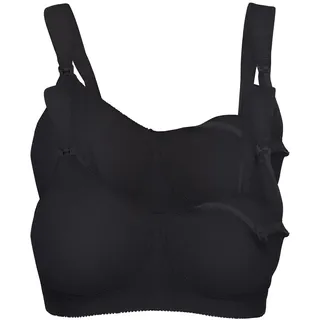 Still-BH BONPRIX "Still BH ohne Bügel mit Baumwolle (2er Pack)", Damen, Gr. 95, Cup F, schwarz (schwarz, schwarz), Obermaterial: 90% Baumwolle, 10% Elasthan. Futter: 90% Baumwolle, 10% Elasthan, BHs Still-BH, für den Alltag, mit Klickverschluss am Cup, nahtlos vorgeformte Cups