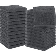 Utopia Towels - 24 Stück Seiftücher, 30x30 cm mit Aufhängeschlaufen, saugfähige Waschlappen zum Abwischen und Reinigen des Gesichts aus 100% Baumwolle (Grau)