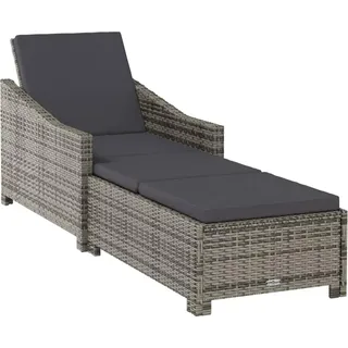 vidaXL Sonnenliege mit Dunkelgrauer Auflage Poly Rattan Grau - Grau