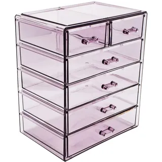 Sorbus Make-up-Organizer aus Acryl – Organisation und Aufbewahrung für Kosmetik, Make-up und Schmuck – großer transparenter Make-up-Organizer für Schminktisch, Badezimmer, Studentenwohnheim, Schrank,