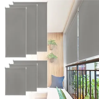 LARS360 Außenrollo Vertikaler Sonnenschutz Balkon Terrasse Wasserdichter Sonnenschutz Sichtschutz Grau 140x140cm
