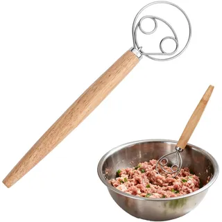 Dänischer Schneebesen,Dänischer Teigbesen,Teigrührer,Schneebesen Eierschläger Dänische Teig Schneebesen Mit Holzgriff Mixer 304 Edelstahldraht Für Brotkuchenherstellung