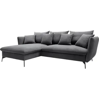 OTTO home Ecksofa »LIVORNO,258 cm, L-Form,« Schlaffunktion u. Bettkasten (139/224cm), Samt, Struktur, Webstoff, schwarz