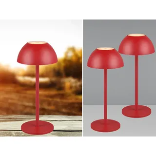 2er SET Akku LED Outdoor Touch Tischlampen ohne Kabel in Rot - 30cm klein - Rot
