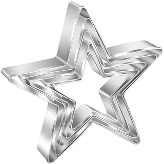 AVANA Ausstechformen Sterne 5 Stück, Edelstahl Ausstecher Set | Keksformen, Plätzchenausstecher, Weihnachten, Keks, Plätzchen, Silber