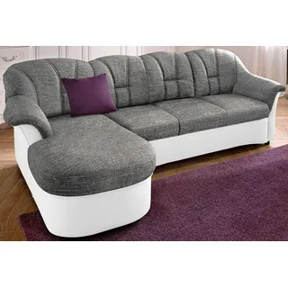 DOMO collection Ecksofa »Flores Schlafsofa, B/T/H: 233/142/86 cm, L-Form« wahlweise mit Bettfunktion, wahlweise mit Federkern, auch in Leder, weiß