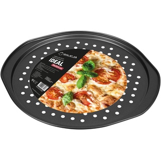 GALICJA Pizzablech Rund – IDEAL Pizzaform – Pizzapfanne – Pizzaständer für Backofen – Pizzaform Rund – Pizza Stahlplatte für Backofen – Pizzagestell für Backofen – runde Pizzableche 35x33cm