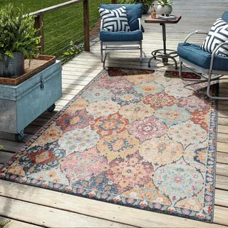 Mia's Teppiche Bliss robuster Outdoor Teppich, modernes Design, Wetterfest & UV-beständig, für Balkon, Terrasse und Wintergarten Aber auch für Küche oder Esszimmer geeignet in Multi Farben, 140 x 200