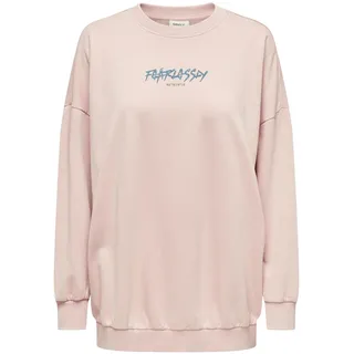 ONLY Damen Onllucinda L/S Autentic O-Neck SWT Sweatshirt, Silver Pink/Print:Fearless Ranch, 42