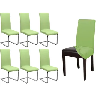 BEAUTEX 6er Set Jersey Stuhlhusse, elastische Stretch Husse Baumwolle Bi-Elastic, Farbe wählbar (Hellgruen)