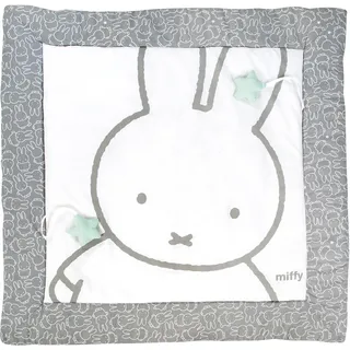 Krabbeldecke ROBA "miffy", grau (grau, weiß), B:100cm L:100cm, Baumwolle, Polyester, Wohndecken, Krabbeldecke