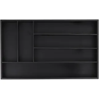 Relaxdays Besteckkasten für Schubladen 6 Fächer 5 x 46 x 28 cm Bambus schwarz