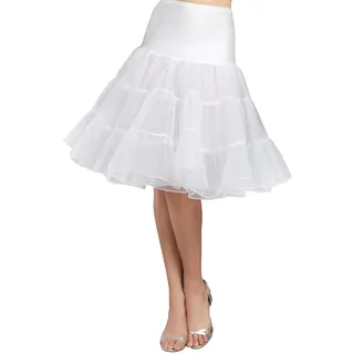 Kumeng Damen 50S Vintage Tüll Petticoat Half Slip Tutu Unterrock 68,6 cm, Weiss/opulenter Garten, M