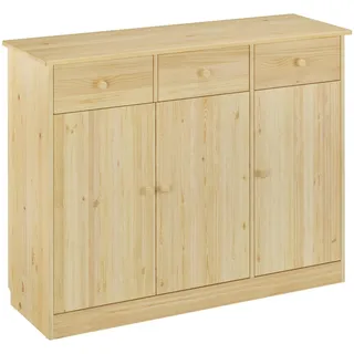 Erst-Holz 90.50-25 Highboard Kommode Anrichte Kiefer Sideboard natur 3 Schubladen, 3 Türen