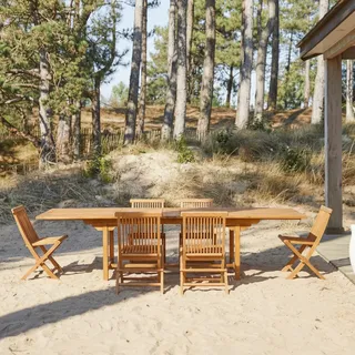 Capri - Rechteckige Gartenmöbel Set aus massiver Akazie 6 Stühle