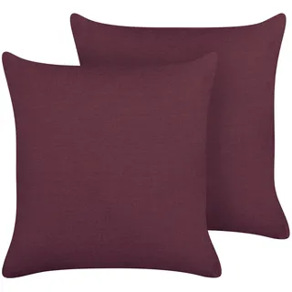 BELIANI Dekokissen Purpur Leinen und Baumwolle 45 x 45 cm Bezug mit Füllung Reißverschluss Einfarbig Modern Wohnzimmer Schlafzimmer Deko für Bett Sofa - Violett