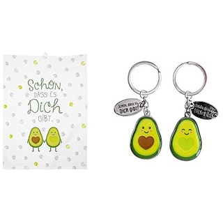 GRUSS & CO Geschenkset Avocado | Geschirrtuch mit Spruch + Anhänger in Avocado-Form | Geschenk Freunde, Geschenk Party | 47106 + 46179