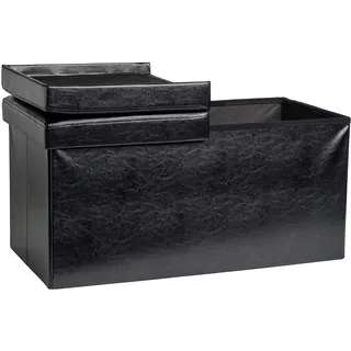 ECHTWERK Sitzbank Flex, Polsterbank mit Kunstlederbezug, Hockerbank mit Stauraum, Aufbewahrungstruhe rechteckig, Deckel abnehmbar, schwarz, 38x76x37,5
