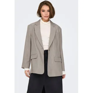 Longblazer ONLY "ONLLINDA LS BOYFR MEL BLAZER TLR NOOS", Damen, Gr. L, fungi detail:melange, Web, Obermaterial: 97% Polyester, 3% Elasthan, meliert, oversize Po-bedeckend, tiefer V-Ausschnitt, Blazer Longblazer, mit Reverskragen