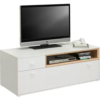 Hom`in Tv-Element , Weiß, Eichefarben , Holzwerkstoff , 1 Schublade(n) Schubladen , 130x48x50 cm , Babymöbel & Kindermöbel, Kinderzimmer & Jugendzimmer, Phonomöbel