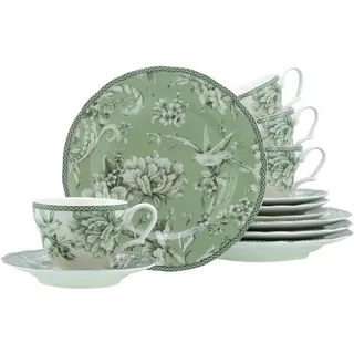 Kaffeeservice CREATABLE "Adelaide, Service 12-tlg.", grün, 12, Porzellan, Geschirr-Sets, Kaffeeservice, Nostalgischer Vintage Dekor, Elegante Form
