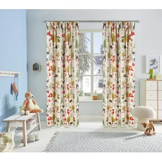Verdunkelungsvorhang OTTO HOME "Waldtiere" Gr. 4, bunt (beige, bunt), B:130cm H:245cm, Polyester, Gardinen, Verdunkelungsvorhang, bedruckt, blickdicht, verschiedene Größen, Topseller