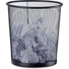 Bild Papierkorb Metall, Mülleimer aus Drahtgeflecht, runder Drahtkorb für Büro, 26 cm Ø, 27,5 cm hoch, schwarz