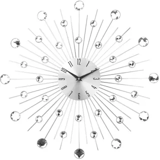 Timelike Moderne 3D Kristall Wanduhr - Feier Dekorative Metall Wanduhr, Silber Spiegel Funkelnde Bling Diamant besetzte Wand Dekor Uhr Ideal für Wohnzimmer Schlafzimmer Büro (Silber)