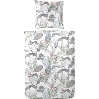 Primera Bettwäsche "Satin Bettwäsche "Protea"", bunt (rosa, grün, lila, hellblau), B/L: 155cm x 220cm, 1 Stk., 1 Stk., Mako-Satin, B/L: 80cm x 80cm, 2 teilig blau|grün|lila|rosa|weiß