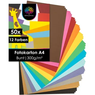 OfficeTree Bastelkarton A4 300g 12 Farben