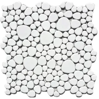 Mosaikdrops Kiesel Weiß Keramik Küche Bad Duschtasse WC :12-0102_f 10 Matten