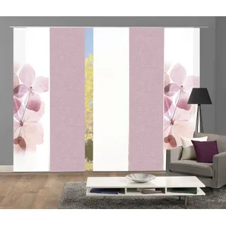 HOME WOHNIDEEN Schiebegardine »BONITA 5er SET« Paneelwagen 5 Stk. tlg. Schiebevorhang Digidruck 5er Set BONITA, rosa