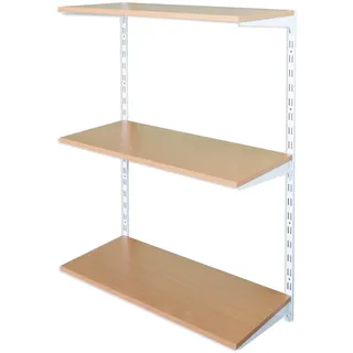 Biedrax Wandregal - Grundregal 20 x 80 x 100 cm, Farbe weiss - 3 Fachboden Buche