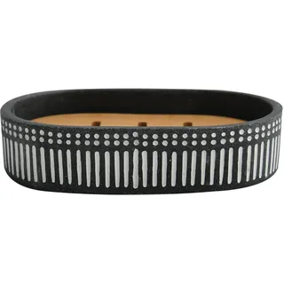 Spirella Seifenhalter, Polyresin & Bambus, Yuma dunkelgrau & weiß, Holz, Grey