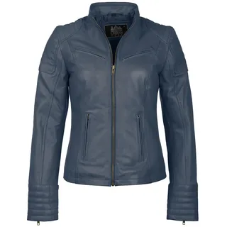 URBAN 5884 Damen Lederjacke, Jacke aus echtem Lammfell, Kurz und Enganliegend, Glattes und Weiches Leder, Blau, 3XL