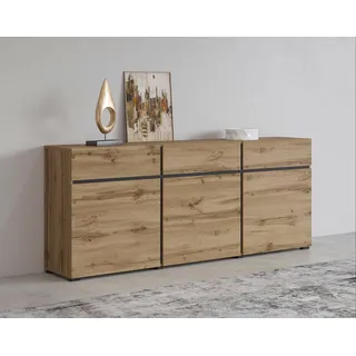 INOSIGN Sideboard »Cross,Breite 180 cm, moderne grifflose Kommode,3 Türen/3 Schubkästen« Schubladenschrank mit viel Stauraum, Einlegeböden verstellbar, braun
