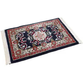 PETEX Orientteppich mit Fransen traditionelles orientalisches Muster gewebt blau