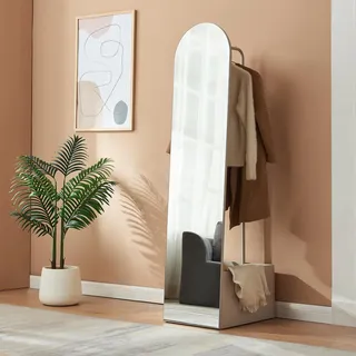 Garderobenspiegel 'Kuonta' 165 x 40 x 51 cm Ganzkörperspiegel mit Kleiderständer Sandfarben - Beige