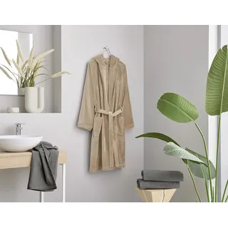 Unisex-Bademantel KLEINE WOLKE "Chill, ideal für Sauna & Spa, Hotelbademantel, Morgenmantel" Gr. L, grau (taupe), L:120cm, Baumwolle, Hausmäntel, Unisex-Bademantel, für Damen & Herren, Uni Farben, zwei Taschen, S/M, L/XL