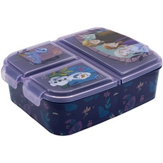 Premium Brotdose DIE EISKÖNIGIN FROZEN-TRUST THE JOURNEY Lunchbox mit 3 Fächern, Bento Brotbox für Kinder - ideal für Schule, Kindergarten oder Freizeit