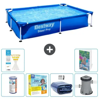 Bestway Steel Pro Rechteckig - 221x150x43 cm - 7-teilig S50 - Blau