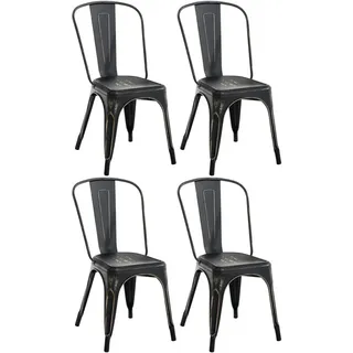 CLP Besucherstuhl Metall schwarz-gold 4er Set