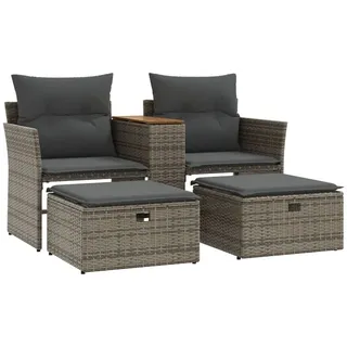 vidaXL Gartensofa 2-Sitzer Loungesofa grau