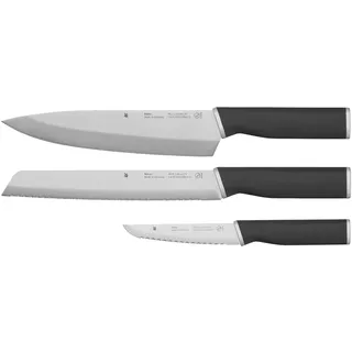 WMF Kineo Messer-Set 3 Tlg. 1x Kochmesser 20 cm, 1x Brotmesser mit Doppelwellenschliff 20cm,1x Zubereitungsmesser Doppelzahnung 12 cm 3201019834