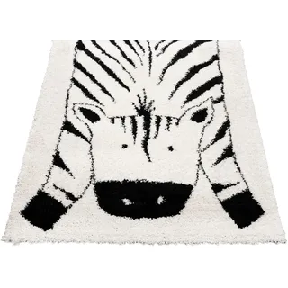 Primaflor Primaflor-Ideen in Textil Kinderteppich »NOMAD - Zebra« rechteckig 35 mm Höhe Hochflor, Motiv Zebra, weich & kuschelig, Kinderzimmer,
