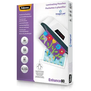 Fellowes Laminierfolie Enhance A4 80 Mikron (2 x 80 mic), glänzend, 100