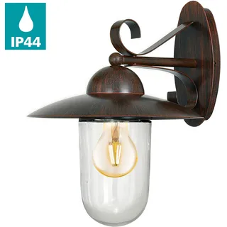 EGLO Wandleuchte »MILTON Wandlampe, E27, IP44, Stahl und Glas, Außenlampe, Garten, Lampe« E27 Wand-/Deckenleuchte, Lampe, antik-braun, 1X60W exkl., grau